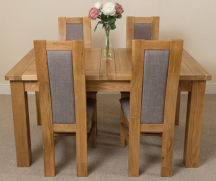 Rosalind Wheeler Sairsingh Kitchen Solid Oak Dining Table with 4 Chairs Wayfair.co.uk
